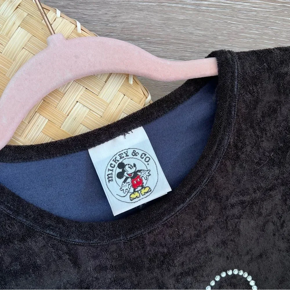 RARE vintage 1995 Mickey & Co little black velvet dress w/ rhinestone Disney - Picture 4 of 9